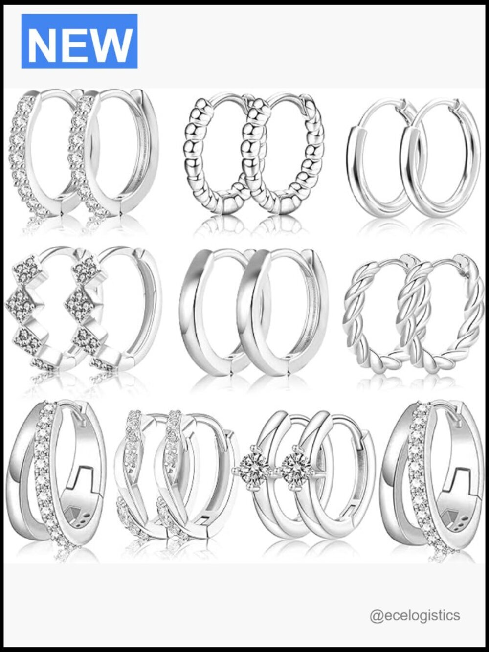 9 Pairs 14K Gold Plated Chunky Huggie Hoop Earrings Set Hypoallergenic